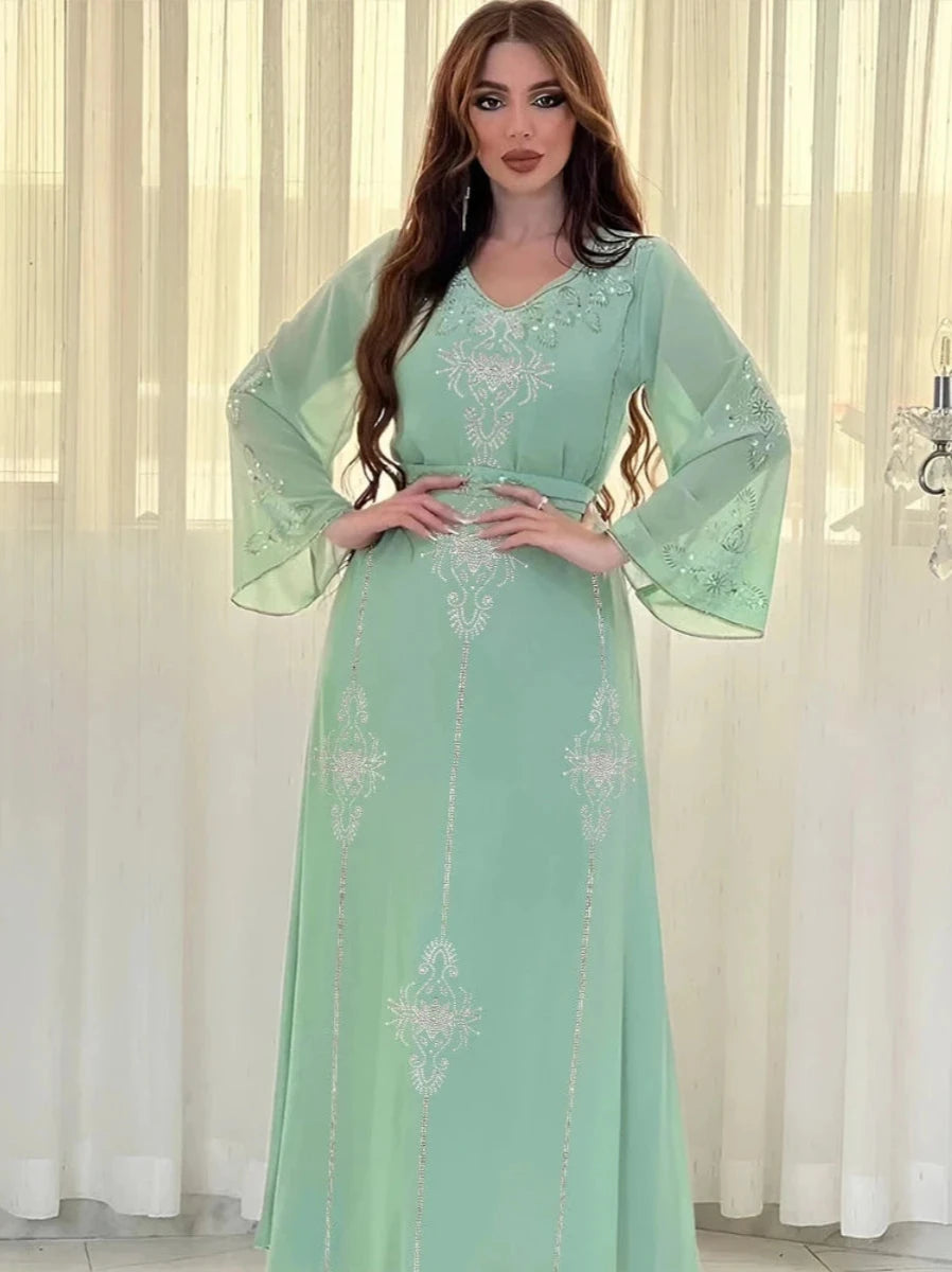 Caftan Vert Clair - Caftania Paris