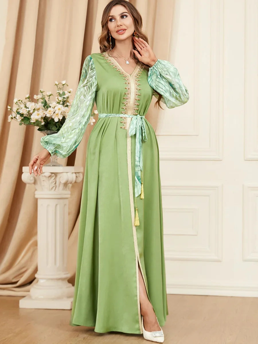 Caftan Vert Pistache - Caftania Paris