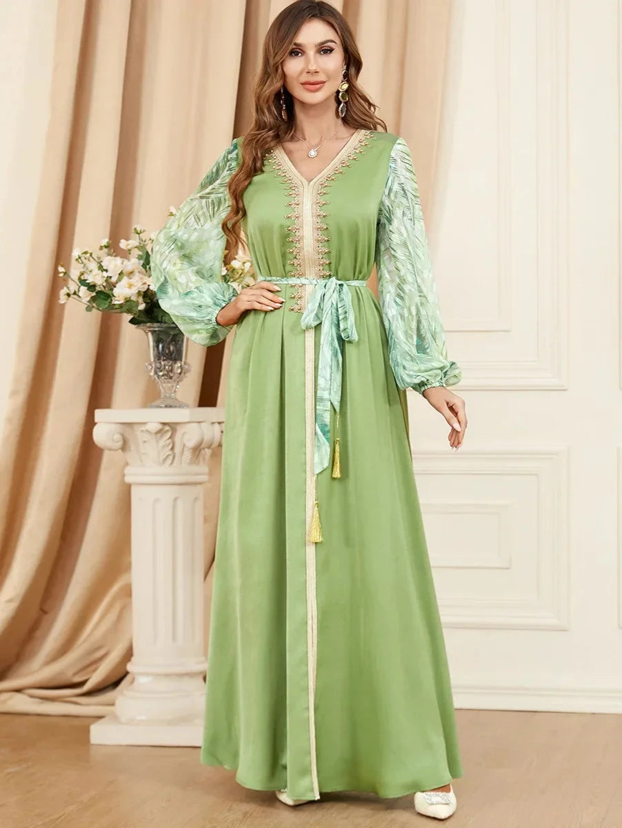 Caftan Vert Pistache - Caftania Paris