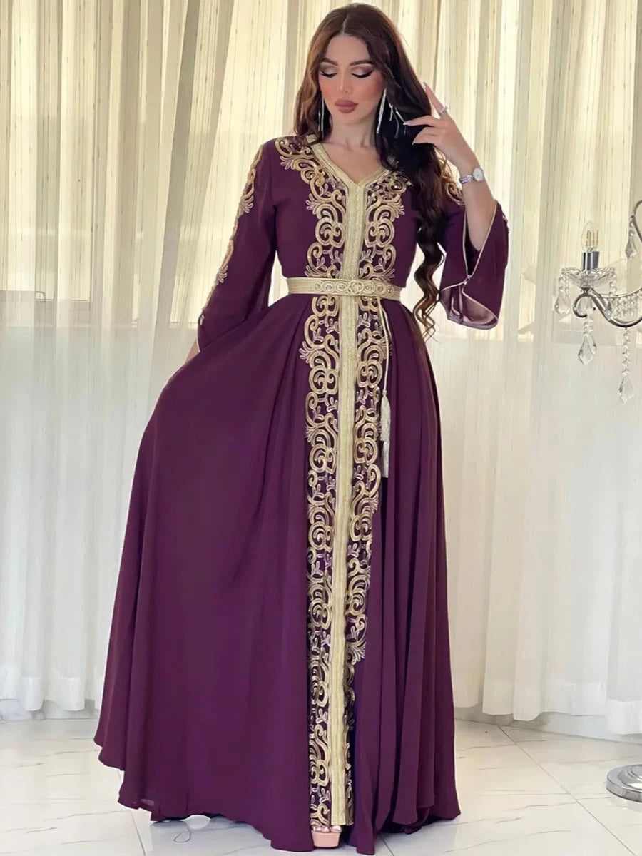 Caftan Violet et Doré - Caftania Paris