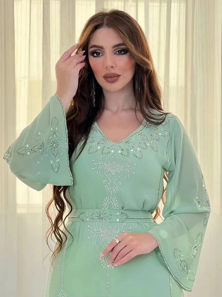 Caftan Vert Clair - Caftania Paris