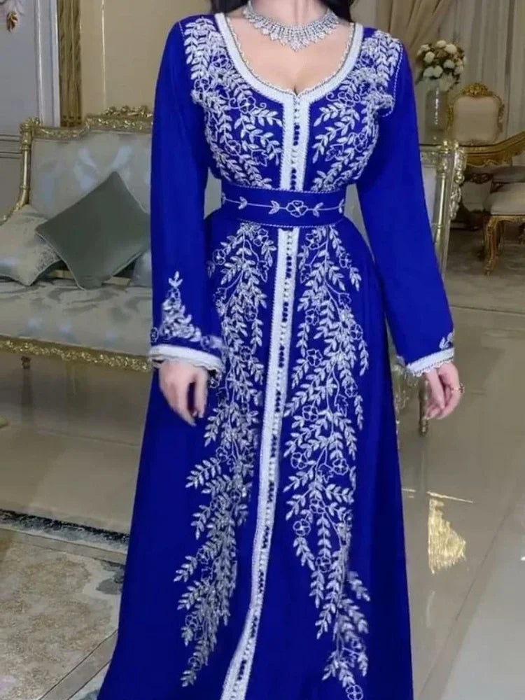 Caftan Bleu Roi et Argenté - Caftania Paris