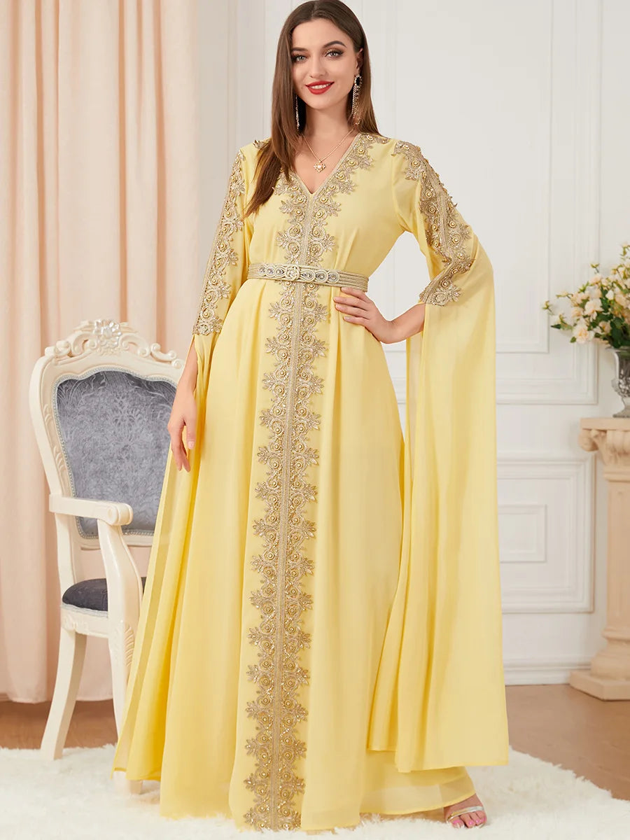 Caftan Jaune Poussin - Caftania Paris