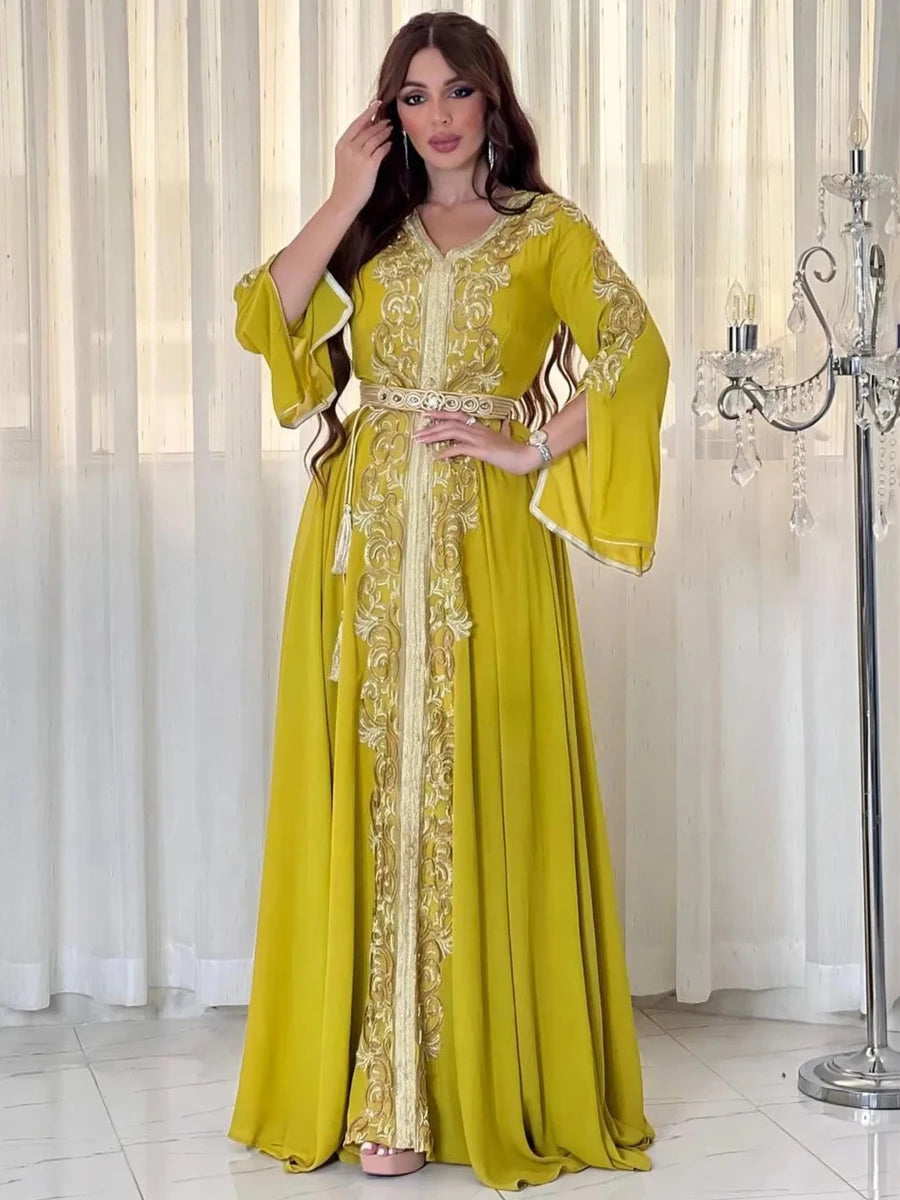 Caftan Jaune Moutarde - Caftania Paris