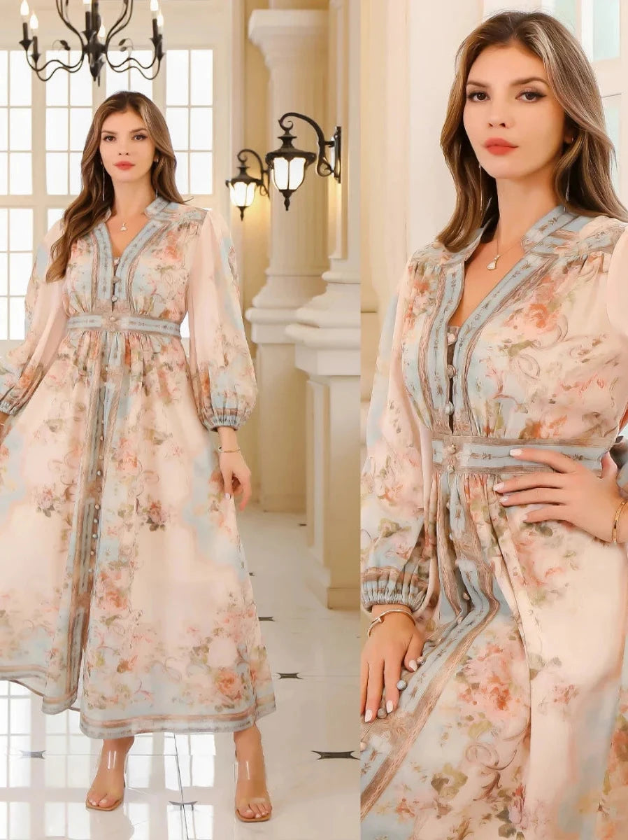 Caftan Rose et Blanc - Caftania Paris