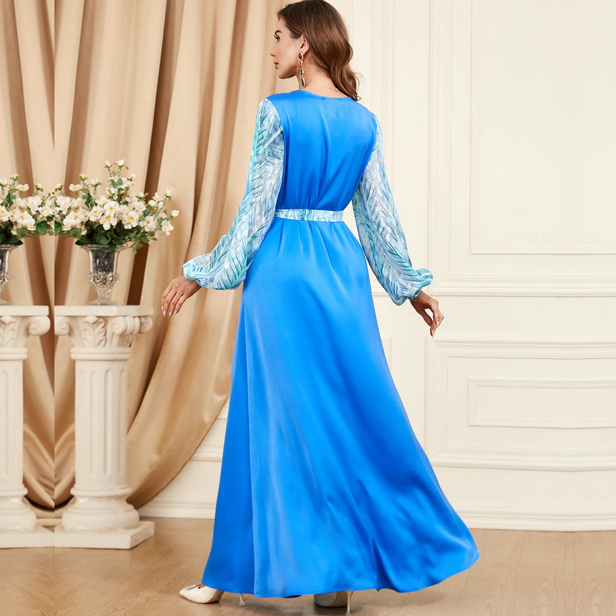 Caftan Bleu Simple - Caftania Paris