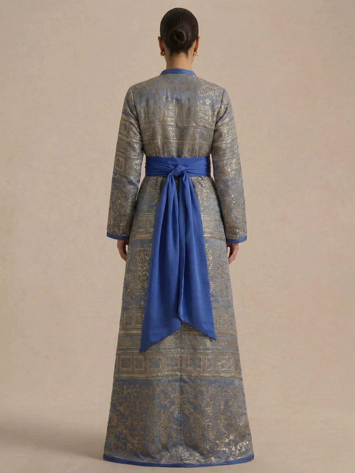 Caftan Bleu Simple - Caftania Paris