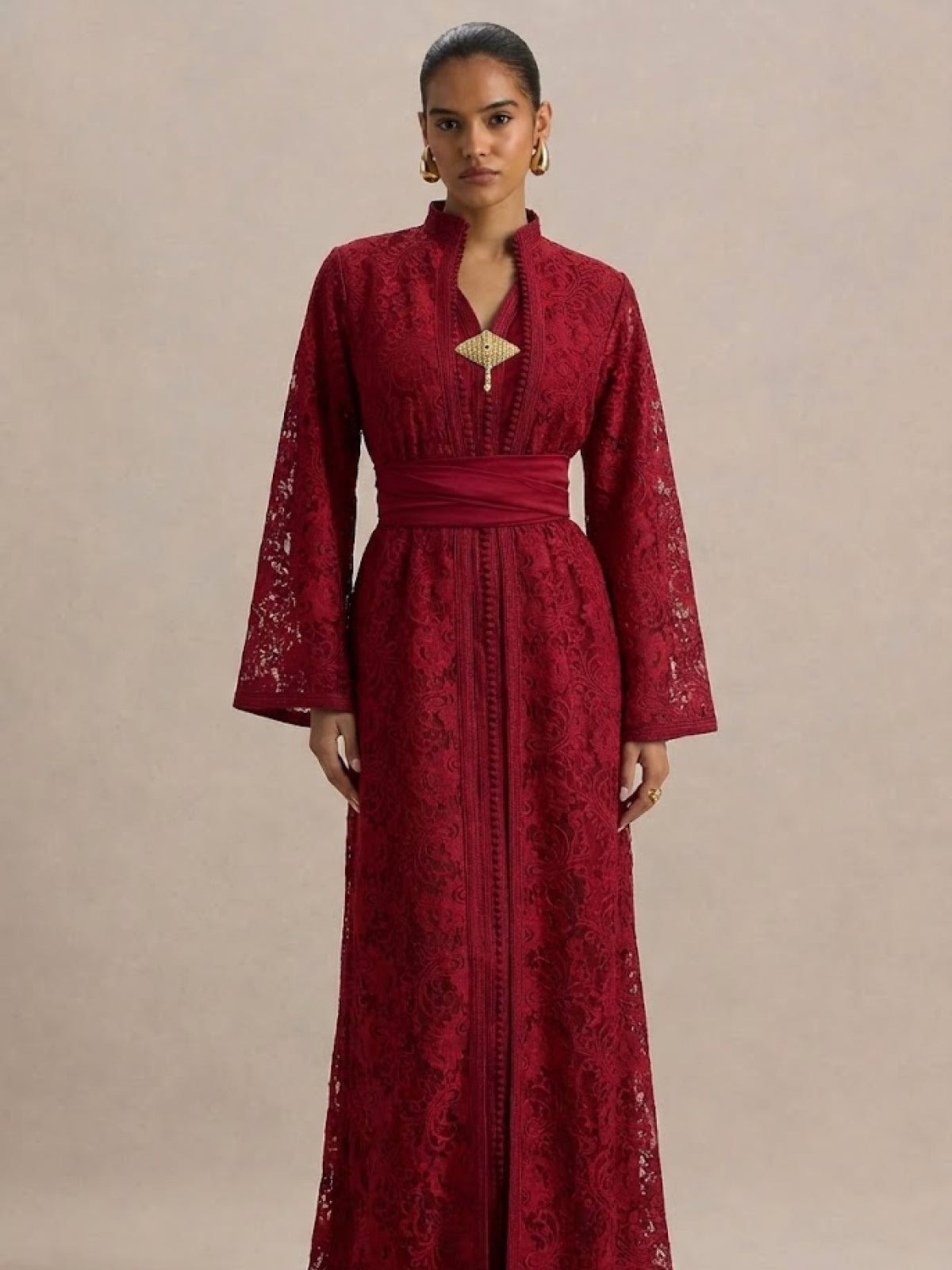 Caftan Mariée Rouge (sans col montant) - Caftania Paris