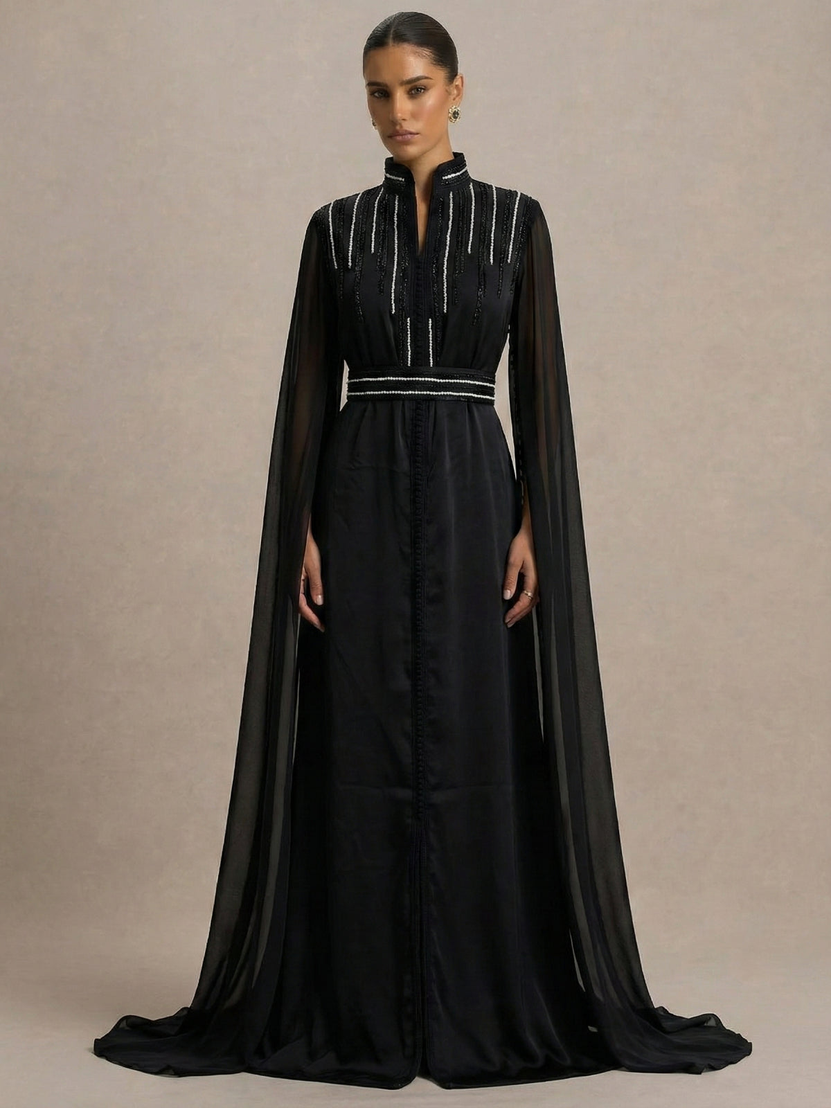 Caftan Marocain Noir - Caftania Paris