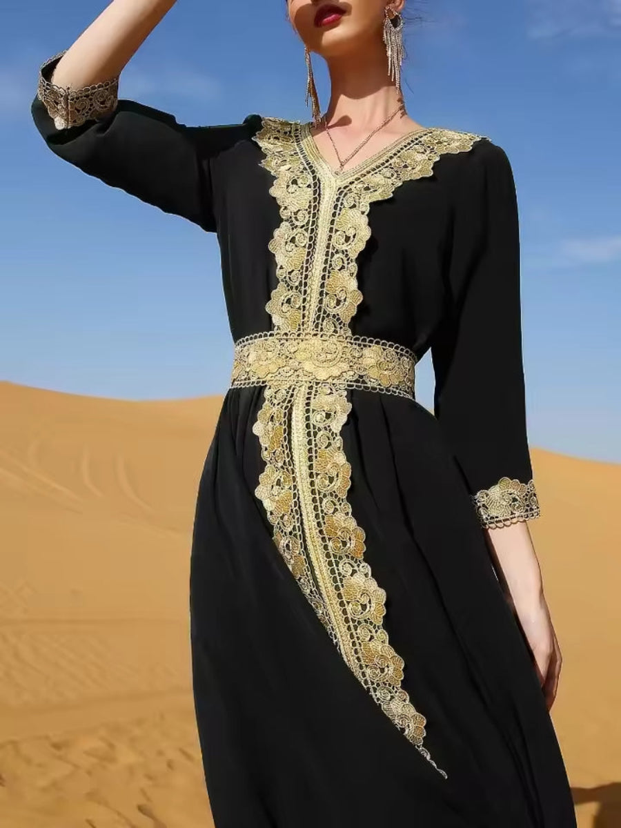Caftan Noir Doré - Caftania Paris