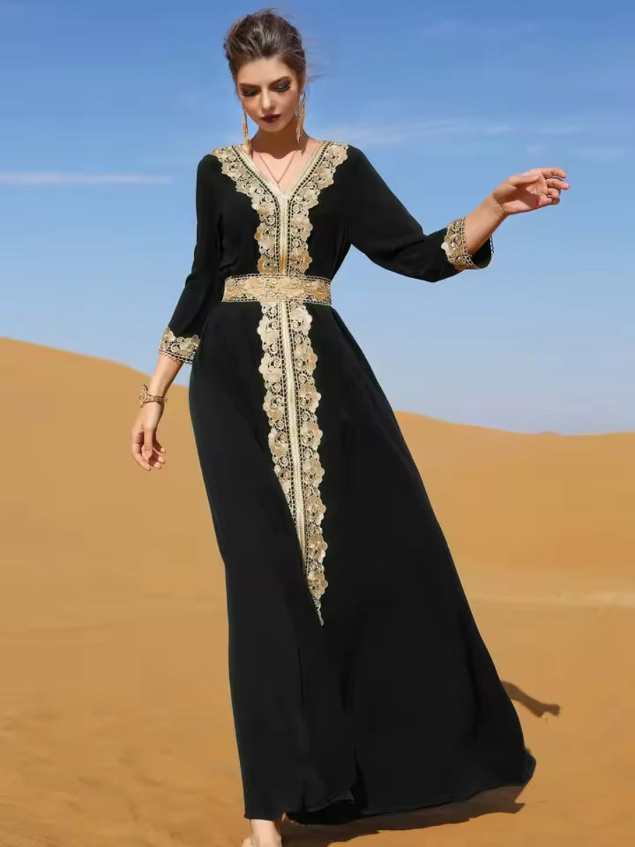 Caftan Noir Doré - Caftania Paris