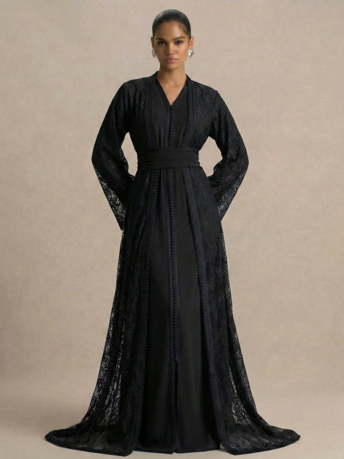 Caftan Noir Simple - Caftania Paris