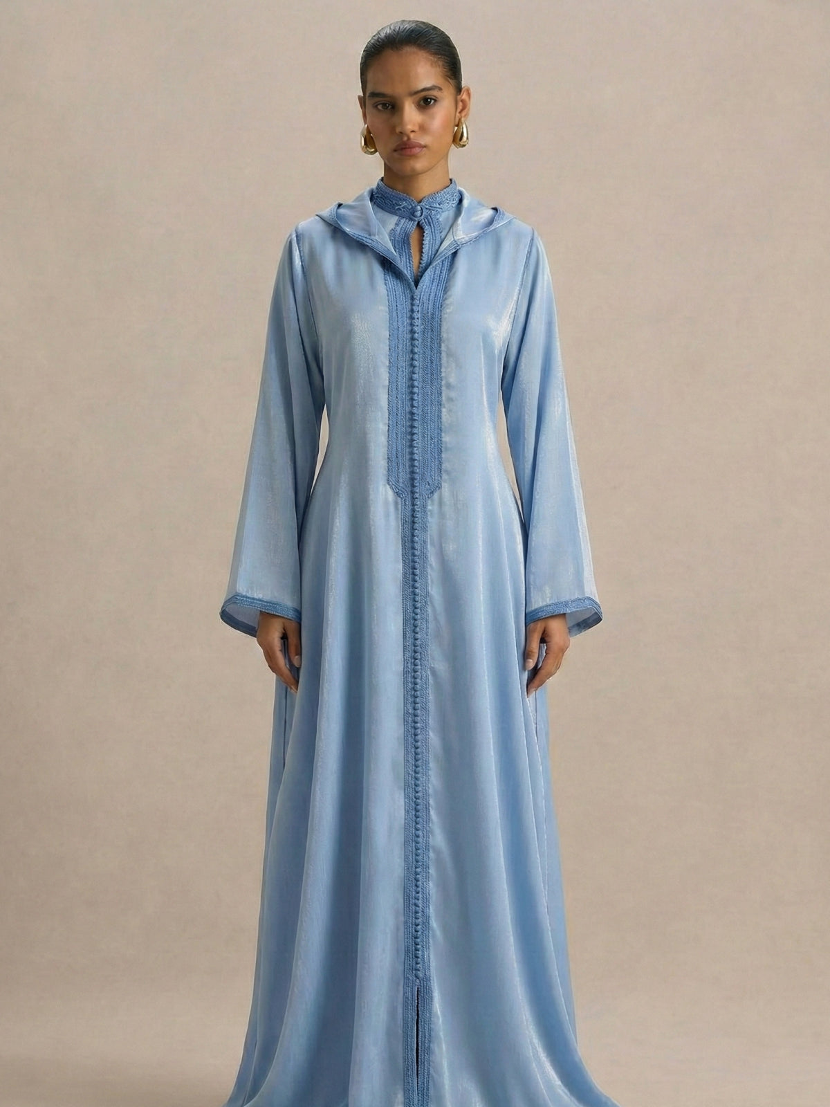 Djellaba Bleu Ciel | Caftania Paris