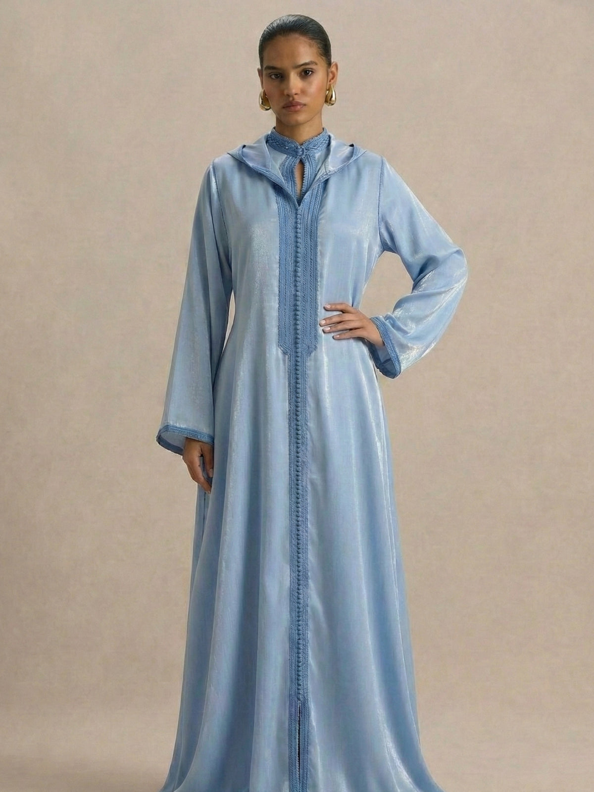 Djellaba Bleu Ciel | Caftania Paris