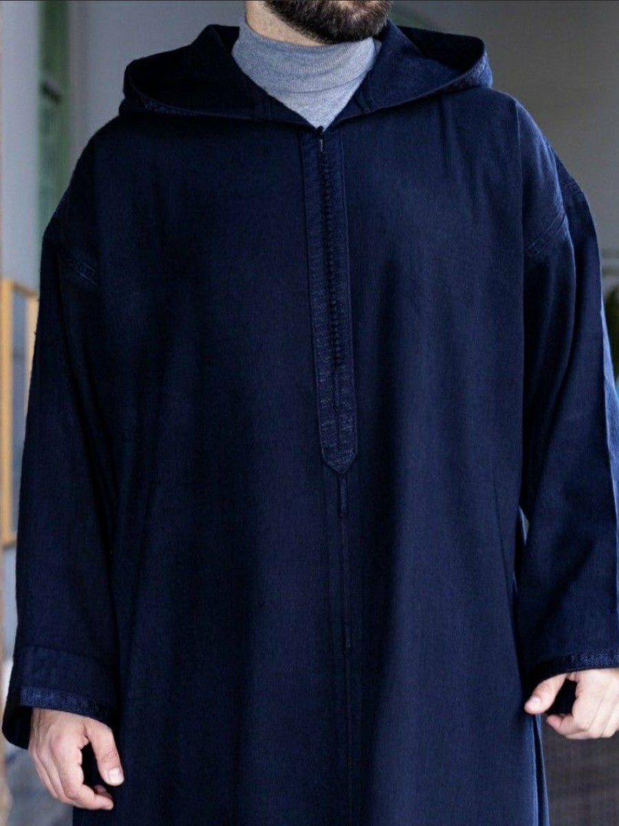 Djellaba Bleu Fonce | Caftania Paris