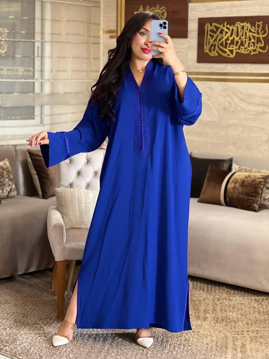 Djellaba Bleu Roi | Caftania Paris