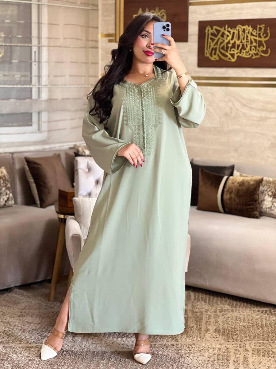 Djellaba Vert Clair | Caftania Paris