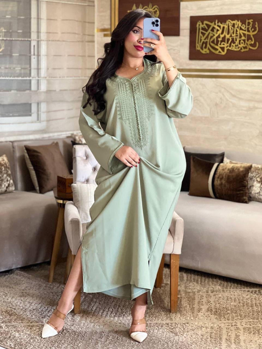 Djellaba Vert Clair | Caftania Paris