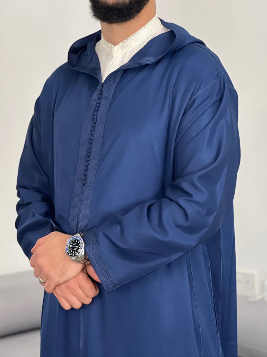 Djellaba Bleu Homme | Caftania Paris