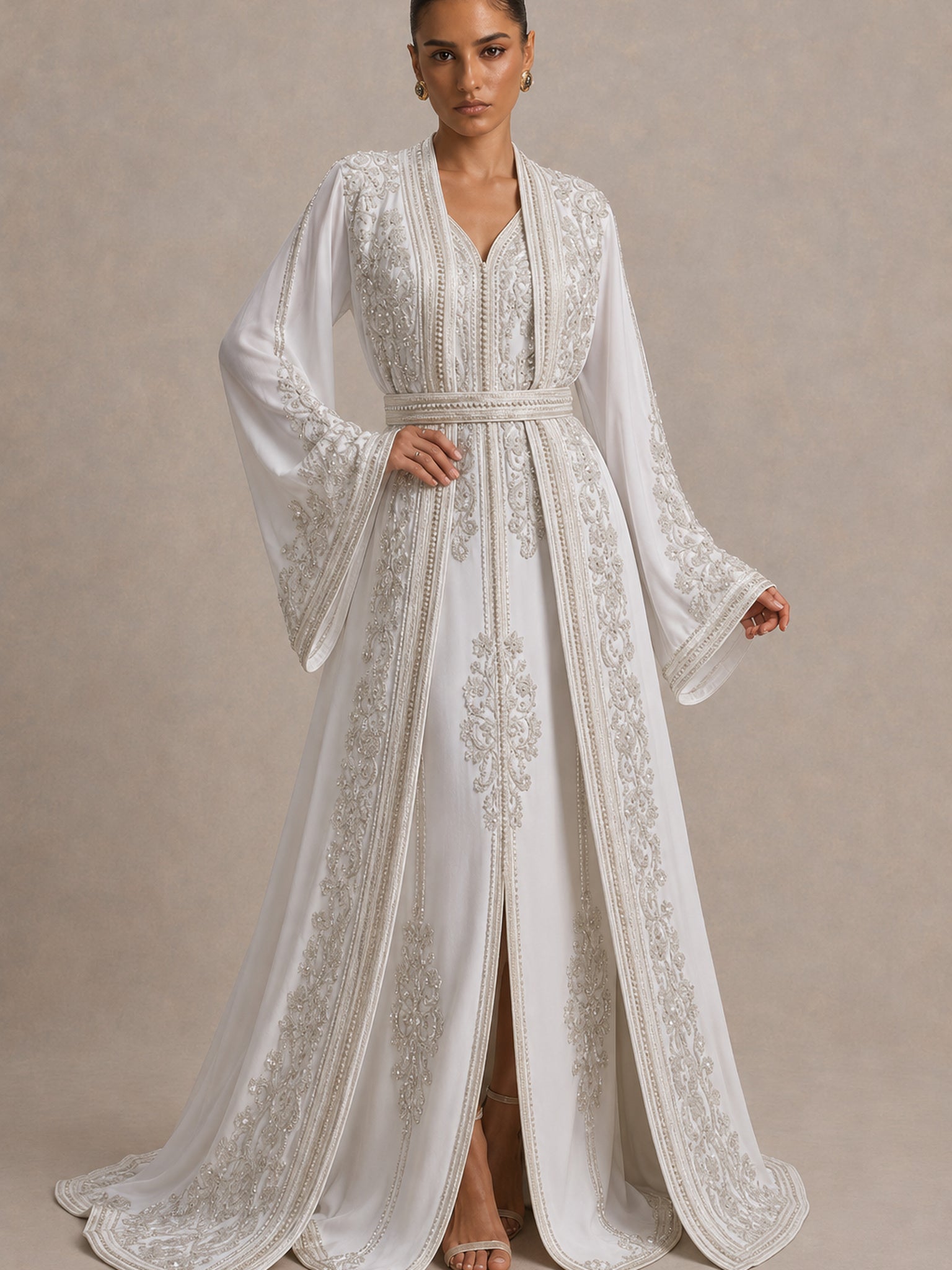 Silver White Caftan